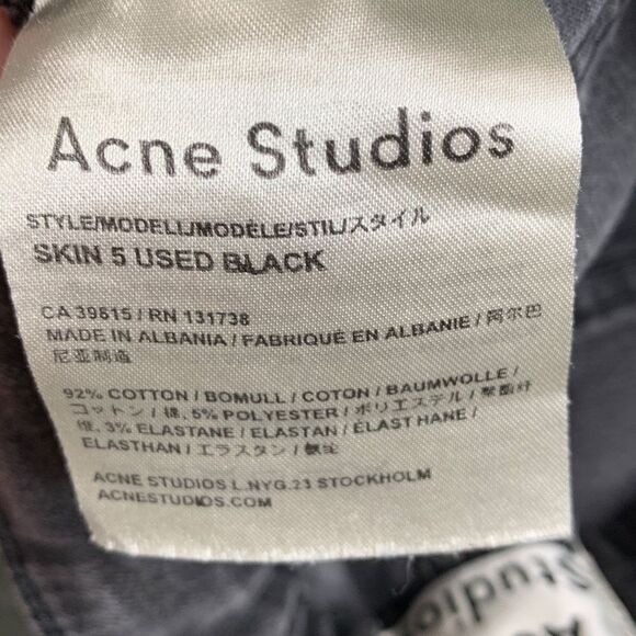 Acne Studios Skin 5 Used Black Skinny Jeans Size 28/32 - Picture 5 of 9